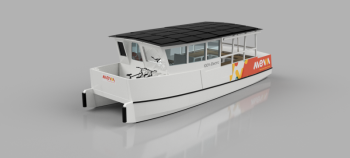Each ferry will be a 33-foot double-pontoon catamaran, accommodating 18 to 22 passengers and crew, with additional space for two bicycles or scooters.