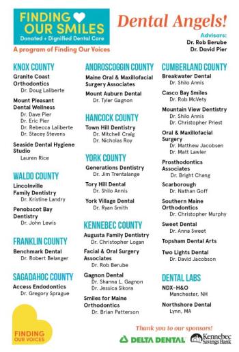 updated Finding Our Smiles list of dental donors