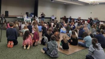 Students gather at a homeschooling conference