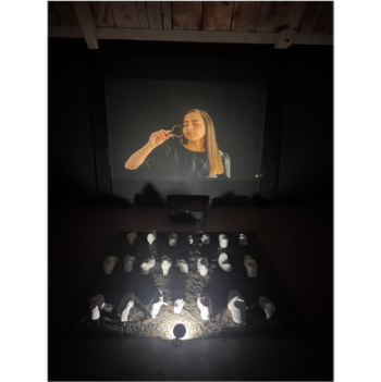 wall painting with shoe display