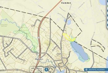 The parcels along Union Street in Rockport. The parcel outlined in yellow belongs to Lily Pond Partners LLC, the entity that plans to remove the Rock Road. Abutters and neighbors are objecting.