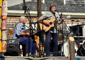 Pixie Lauer and David Foley playing at Dockstock,Great Cranberry Island in August 2025 (Photo courtesy hoto Judy Berk