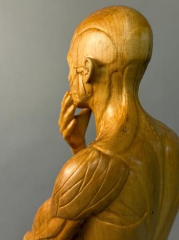 wooden upper body sculpture