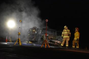 Firefighter searches driver's seat