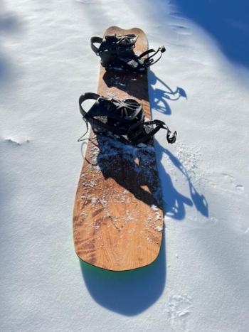 wooden snowboard