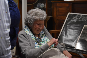 Virginia Oliver sitting in a chair