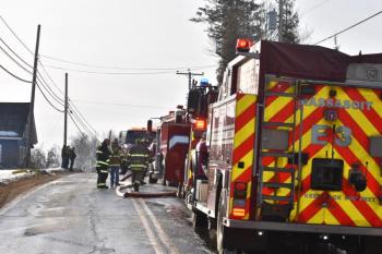 trucks along the road