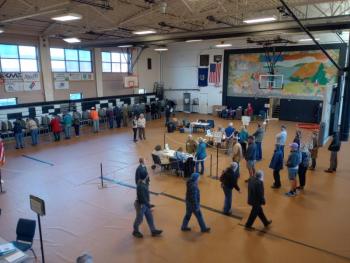 interior view of gymnasium on voting day
