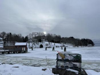 Frozen Rockport Harbor, Jan. 26 (photo by Lynda Clancy)