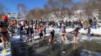 Polar Plunge 2026, Camden Harbor (Photo by Lynda Clancy)