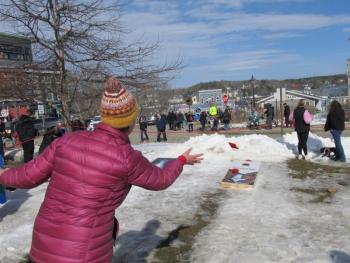Cornhole in the courtyard. Photo by Kay Stephens