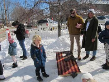 Cornhole in the courtyard. Photo by Kay Stephens