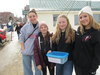 The Belfast Academy of Dance raising donations before they headed off to their competition in Sanford. Photo by Kay Stephens