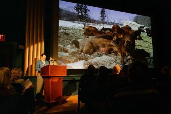 Speaker with picture of livestock