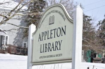 Appleton Library street sign. 