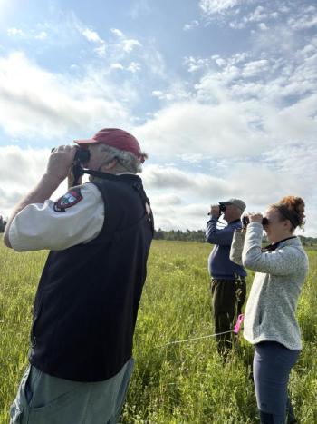 adults looking through binoculars