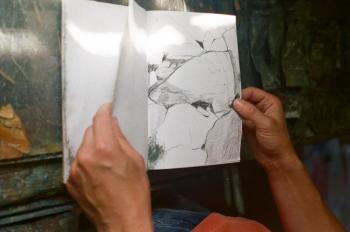 close-up of sketch book