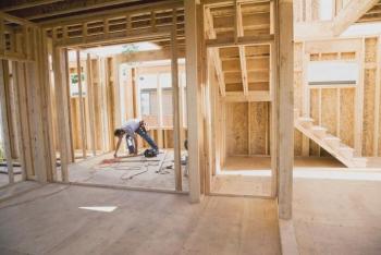 a construction worker during the building of a house