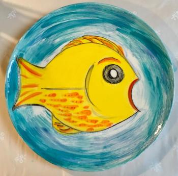 painting of fish on a plate