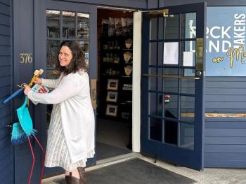 Christa Zuber opens the doors of the first indoor Rockland Makers Market to the public. Photo courtesy Christa Zuber