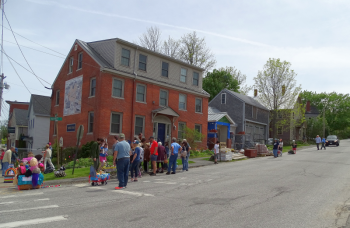 People line up for the second annual Petit Rex parade. (photo by Erica Thoms)