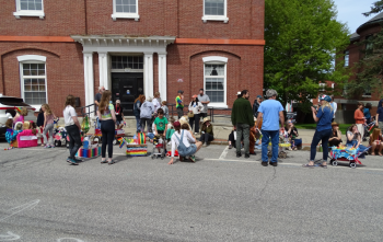 People line up for the second annual Petit Rex parade. (photo by Erica Thoms)