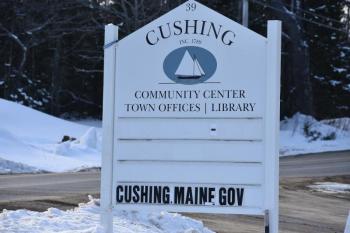 Cushing Town Office street sign
