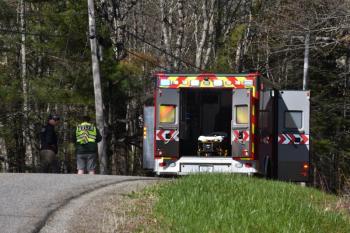 ambulance with rear doors open