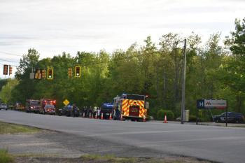 view of multiple apparatus at hospital sign