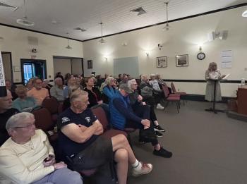 Camden citizens gather for a Select Board Candidates' Forum May 18, in the French Meeting Room on Washington, St., Camden.