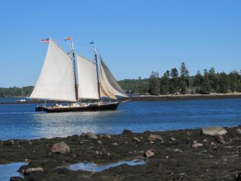 The J & E Riggin schooner is a familiar sight in Midcoast waters.  Photo by Kay Stephens