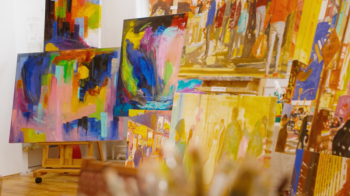 artwork on easels