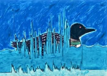 Sixth grade students at Camden Rockport Middle School artwork is hanging in downtown Camden.