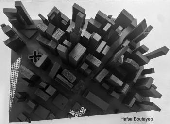 gray scale ariel view of project