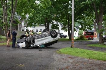 crash scene, Cedar Street in background