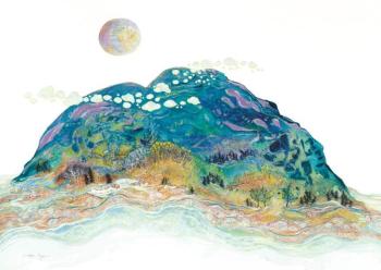 mountain and celestial orb