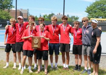 Front row: Jack Christie, Rubin VanHoewyk   Second row: Blake Christie, Oscar Barnes, Graham Eggena, Mac Pierce, Joey Scordino, Thomas Hollis, Zach Mason, Luke Watkins, Coach Capetta