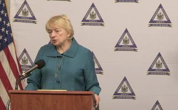 Janet Mills speaks during a press conference