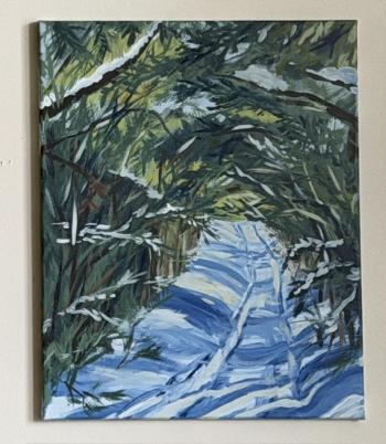 painting, snow trail