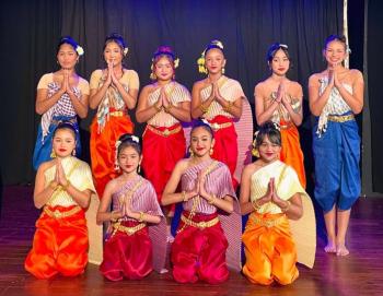 group photo, bright costumes