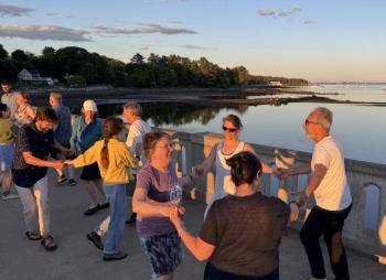 foursomes dance on the bridge