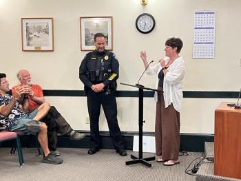 Allen Weaver, Jr., Camden Police Chief and Jodi Hanson, July 13. (Photo courtesy Holly Anderson)