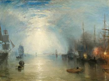 painting of schooners in a harbor