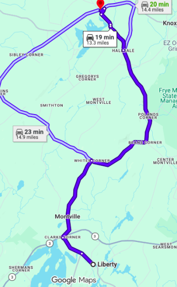 Google Maps screenshot of the short 20 minute distance between the two towns. Image via Google Maps