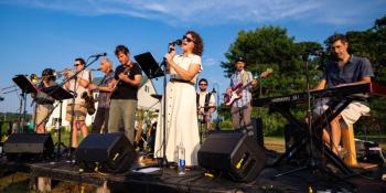 front view of band on stage 