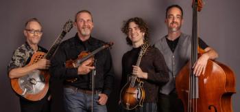 four men hold string instruments