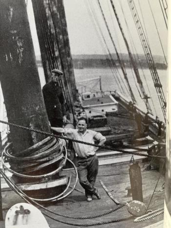 two men on a schooner