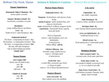 Menu photo courtesy Joshua & Dakota's Cantina