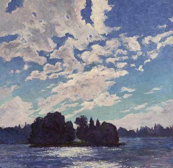 Andrea Peters - "Summer Clouds" - 40" x 40" - oil on board - at Gleason Fine Art Aug. 6-Sept. 28. Courtesy of the gallery