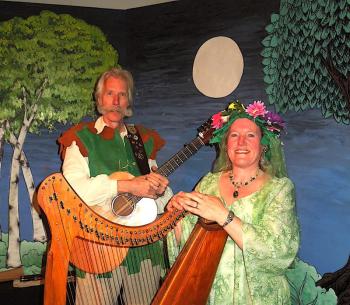 man, woman in costume